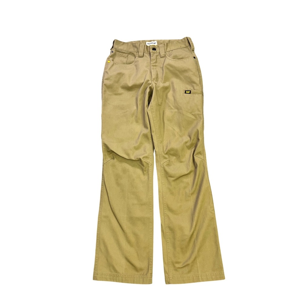 Caterpillar CAT Mens Khaki Carpenter Work Pants Tan 28x30 Straight Leg Utility